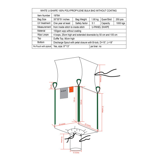 #1979A SAC CONTENEUR J/G 36 USAGE UNIQUE <br>35X35X51(1000KG)